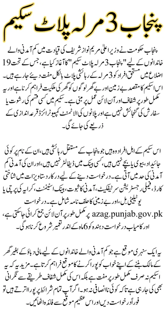Punjab 3 Marla Plot Scheme Registration Process and Requirements