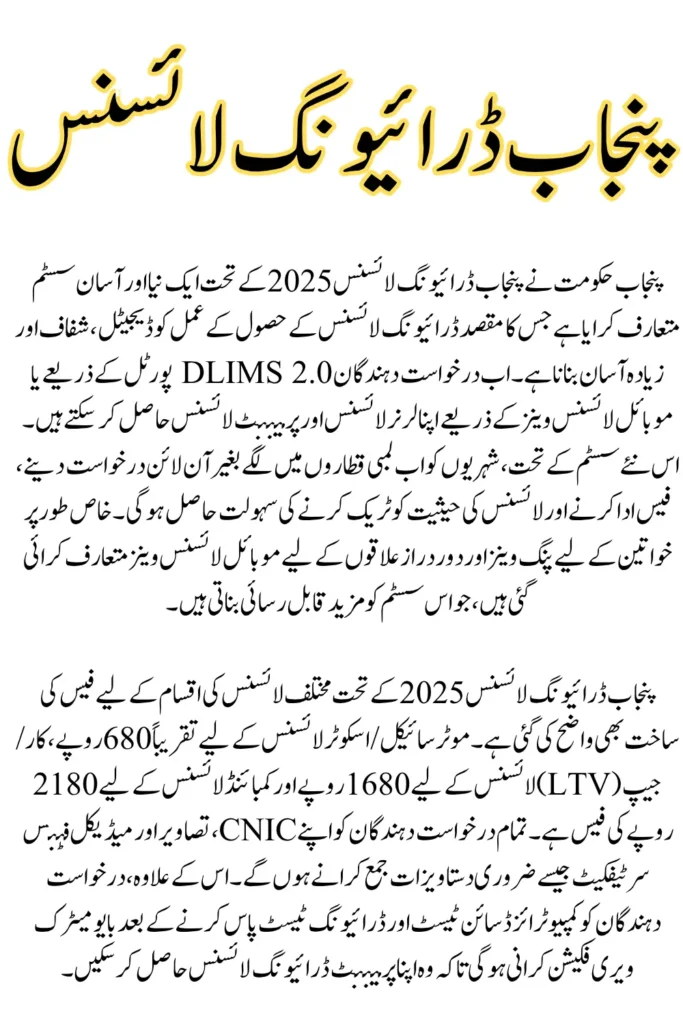 Punjab Driving License 2025: How to Apply and Fee Charges